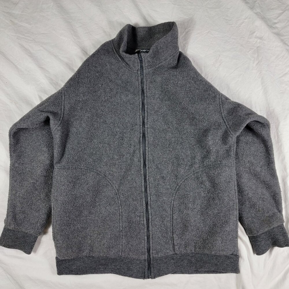 Polar Fleece By Malden Adults Medium Gray Full Zip Sweater Winter Warm Casual